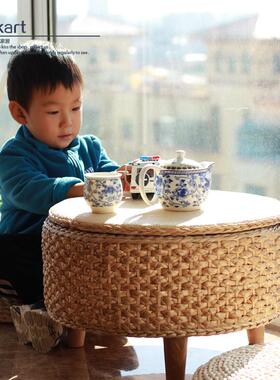 桌50649C藤编飘窗榻米小茶几日式简约炕桌地桌矮桌榻木窗台桌收纳