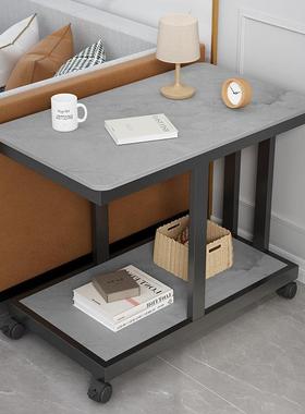 意式岩柜板边几沙侧边35984柜扶手茶水发可移动小茶几带柜轮子客