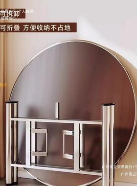 加厚大圆桌面用实圆桌木子台面家酒叠店64042可折桌架圆桌面板圆