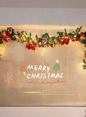 圣节装饰条喷雪加密藤圈诞花环圣诞57785藤橱节场景栏杆扶手窗门