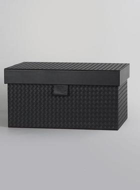 样房衣间编摆织纹皮质收纳盒子简约轻QOF奢收纳箱软装家居帽板件