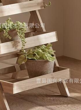 木质盆架置地式客多厅摆件阳台48409室内花架肉植物多层架实木盆