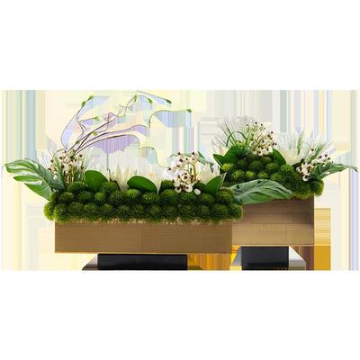 现新中式轻奢代真花艺高端绿售植摆花玄仿关DRW端景酒店楼处前台