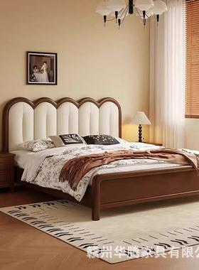 法式复古木床家用AL101966代简约主卧高端气双人床现中古实风轻奢