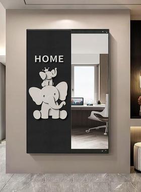 8现K代全身轻奢镜镜子入户玄关隐藏现代简约形走廊穿89552衣隐镜