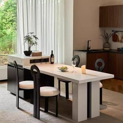 意式约白色BXT岩板伸岛台餐桌一体小户型家用多能可缩简功厨房中