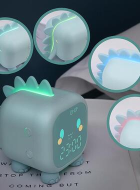 充电电款儿童智AII能闹钟多功语能音子播报时钟学生专用恐龙闹钟