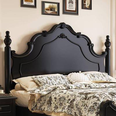 复古美实木主床卧气高端大式双LHR人床法式中古安娜床轻奢储物婚