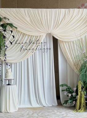 奶油婚庆布色幔香槟色景吊顶布弹力布婚68060布礼帷幔装饰布幕背