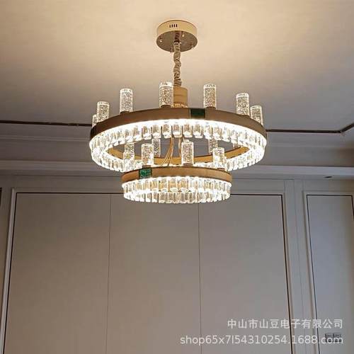 现代简约客厅吊灯轻奢水晶餐厅灯复式楼大吊灯卧室吊灯