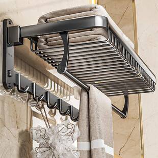 304不锈钢网篮毛巾架免打孔枪灰卫生间浴室架子壁挂式收纳置物架