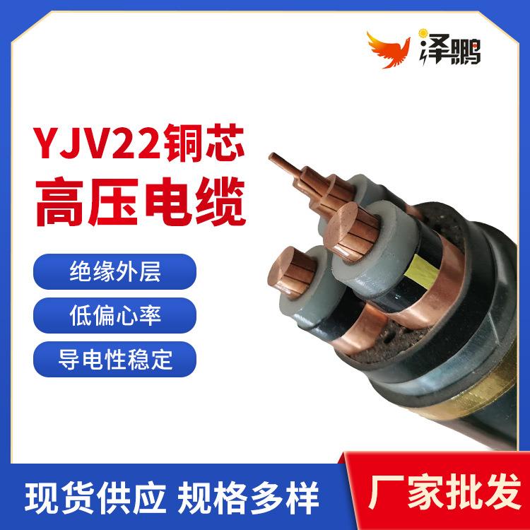高压铜芯电力电缆YJV22国标阻燃聚氯乙烯护套电缆