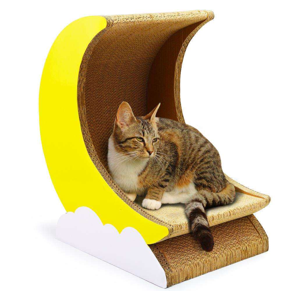 猫抓板-瓦楞纸纸制猫玩耍板-猫窝猫屋猫碗-木马+月亮