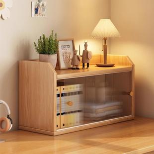 桌面书架桌上置物柜多层收纳架台面茶杯架杯子储物柜带柜门小书柜