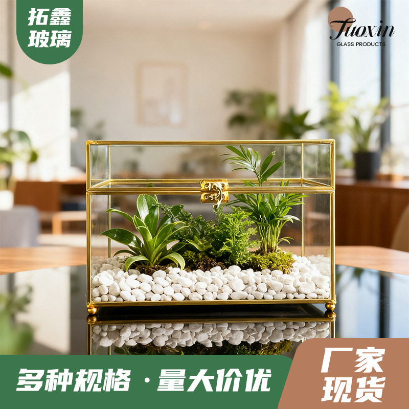 园艺玻璃房子形玻璃花房多肉植物容器苔藓微景观盆室内装饰花房