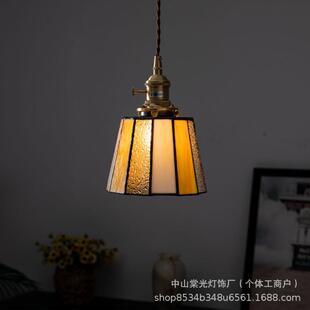 中古玻璃灯吊灯美式复古风床头灯走廊过道店铺装饰灯具阳台小吊灯