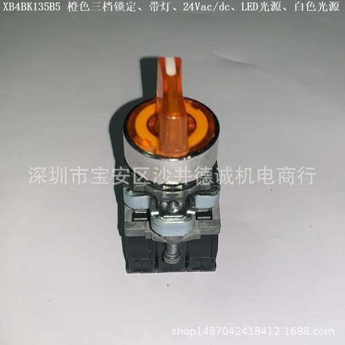 XB4BK135B5(ZB4BW0B15+ZB4BK1353)橙色带灯选择开关、3位锁定