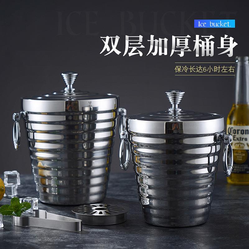 不锈钢冰桶加镇EB591376厚具双层香槟桶红酒酒冰啤酒冰块桶KTV吧