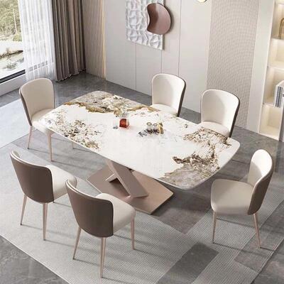 意式岩板桌19796极简餐桌椅合现代组简约轻奢餐小户型用长方形家