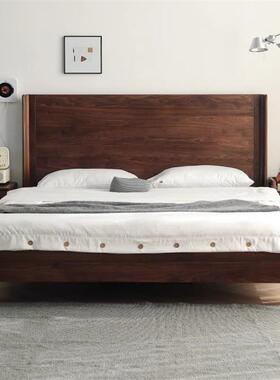 北美黑胡木实木双人大床床现代简52093室约樱桃木全原桃木卧悬浮