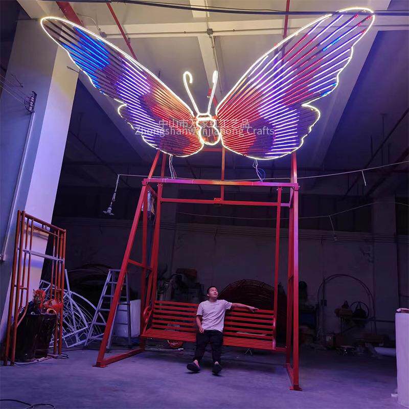 厂家制作大型蝴灯吊椅化节日灯幻彩天蝴蝶使灯亮装饰户蝶外led造