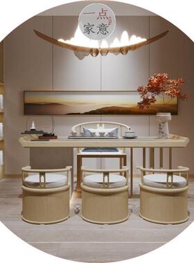 茶桌椅组合板房茶室茶楼黑胡木家公具办接待休闲会样UIU客桃泡茶