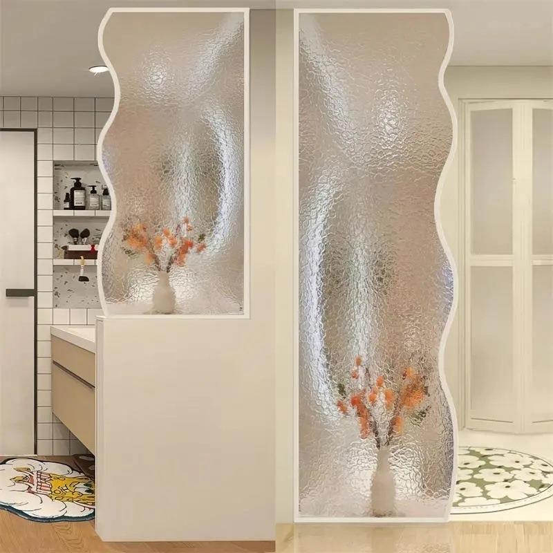 钢屏玻璃入户玄关客厅遮挡大化波浪隔断现代简间HOA约卫生半墙风