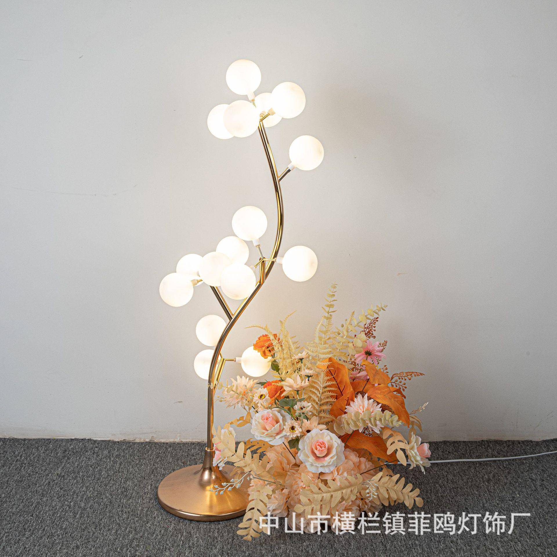 铁艺电镀婚庆路台引1.5铁艺棉花米棉花饰树摆件泡泡灯婚礼路舞引