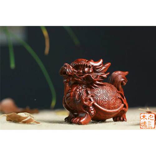 小叶紫工檀木雕刻玄武龙把龟手件招财车小摆件茶79497宠装饰家居