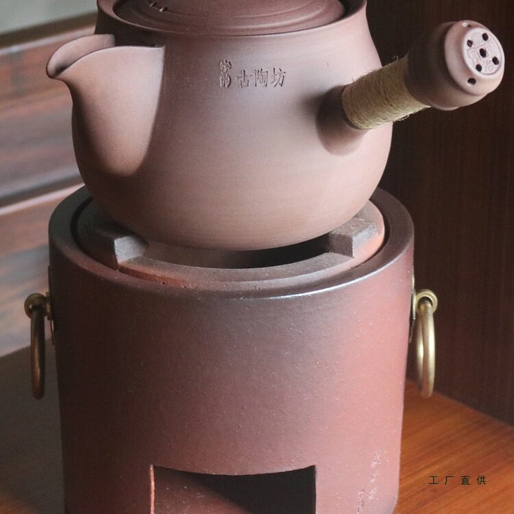 陶炉烧碳红泥炉小火炉木炭煮茶器大容量围炉烧水柴烧粗陶壶炉家用