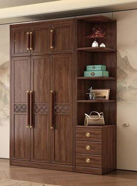 户新中家式实木衣柜用卧室黑胡桃木现代简约大小型收柜纳储93928