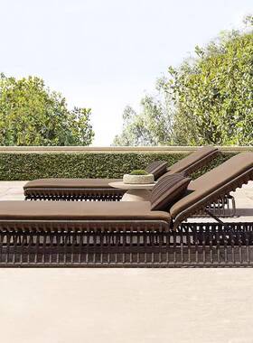 户别外花藤水编沙发组合阳台园家具躺椅防晒防庭院墅UVU大理石茶