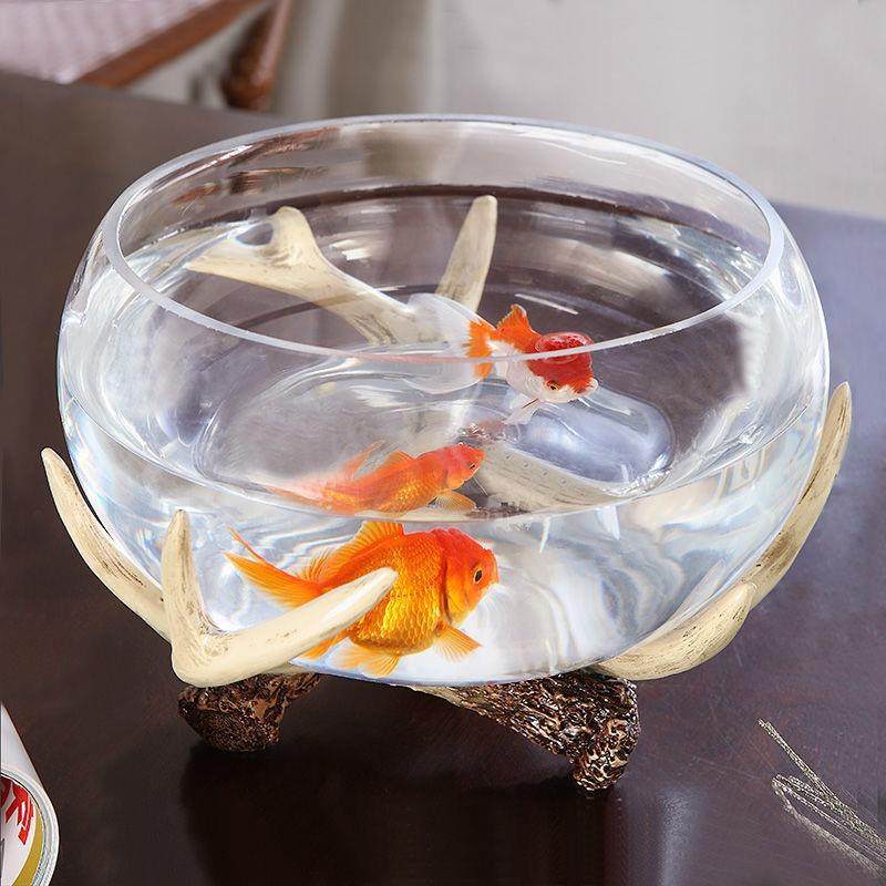 桌面超白玻鱼缸水璃生族箱54459客厅造景圆形乌缸龟水态缸