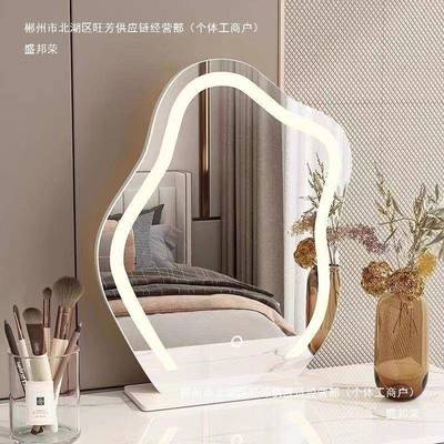 镜子朵桌WMN面化云妆镜台LED灯卧室梳妆台智能轻奢式灯镜带灯无