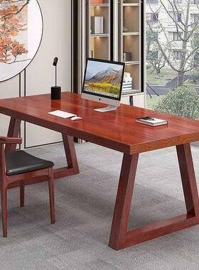 实木桌桌17062子长学方形实木桌书面面板书桌老板办公桌加厚儿童
