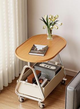 客厅移动沙发几茶几实木椭圆桌子奶油风推车约床79612简边头侧可