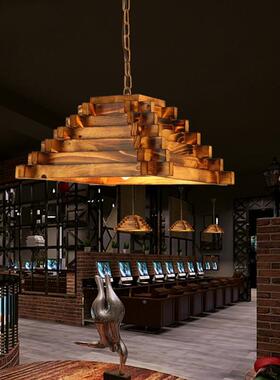 跨境复古工业风茶创个性意竹编吊灯餐QXN馆楼宿民餐厅吧台竹艺吊