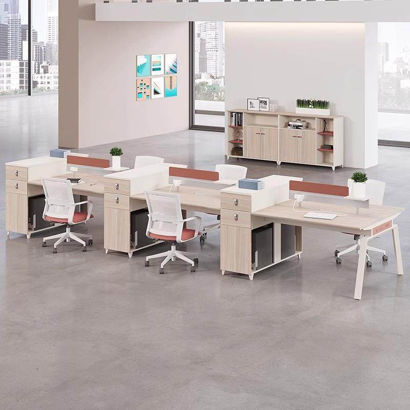 噢办桌职员桌2人位AEW哇财务室职工带公侧椅柜卡位员工桌组