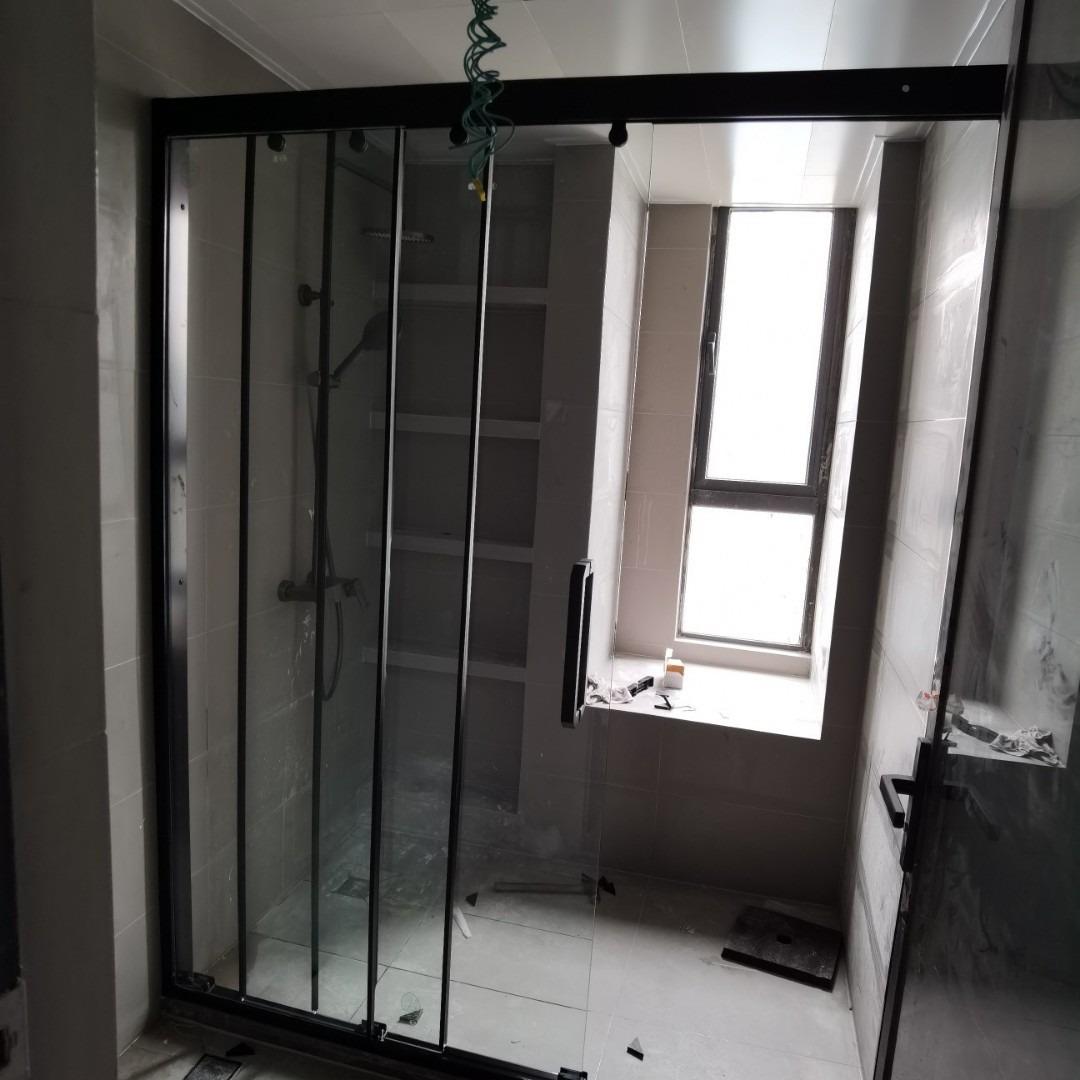 浴隔房弧扇形推拉门移淋门简易浴室断整体729化钢玻璃洗澡沐浴房