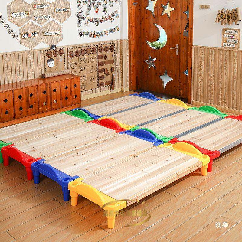 幼儿午园通学铺小生午托班休床儿童塑料木板床加77880厚床实木床
