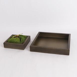 不锈钢锤仿纹古铜花器长方圆店形花盆59986苔藓装置造景酒大餐桌