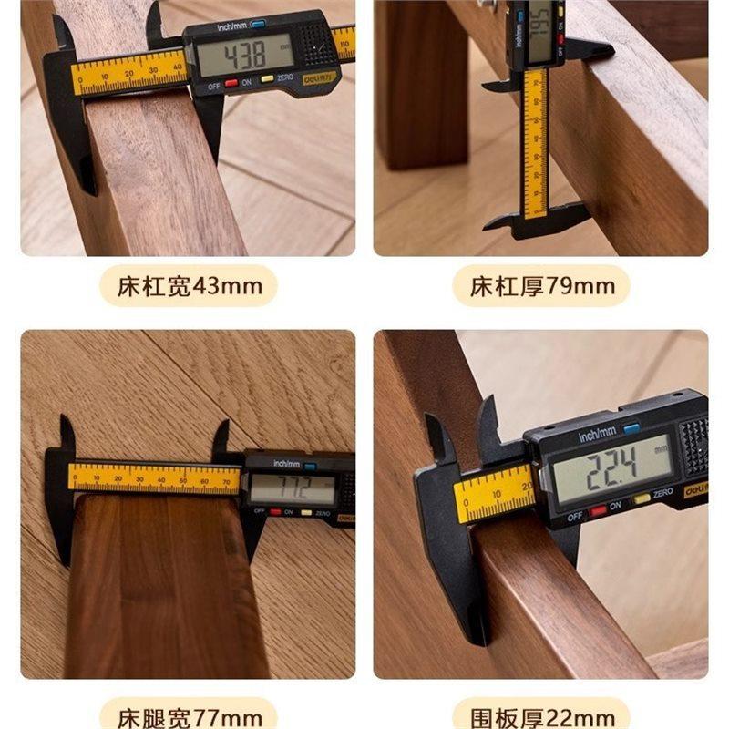 北美胡桃木榻米床架悬背榻浮床简约黑无靠日式矮床全82925实木无