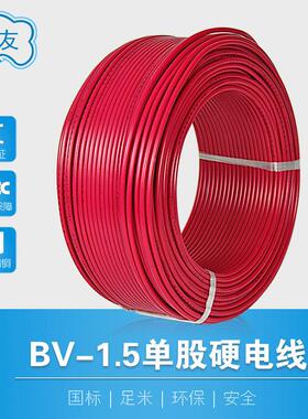 人民线缆用电线BV.5平1XAF方国标铜芯电线家单股硬缘线绝导线100