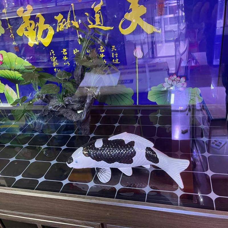 马赛克蓝鱼458LM色子水族馆贴纸白色格缸景背景贴不干胶黑色海鲜