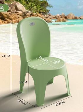 加6779厚塑料靠背椅家客厅用茶几矮椅背加宽防靠滑熟靠老背凳大人