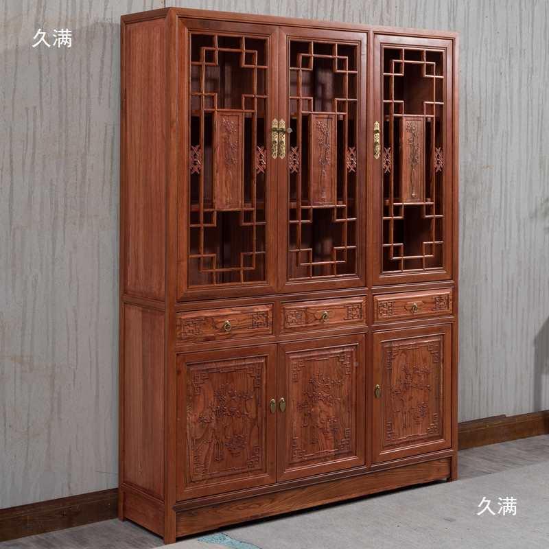 实木书柜组合隔木古榆NCI董摆件架仿古成列架断架新书橱中式书房