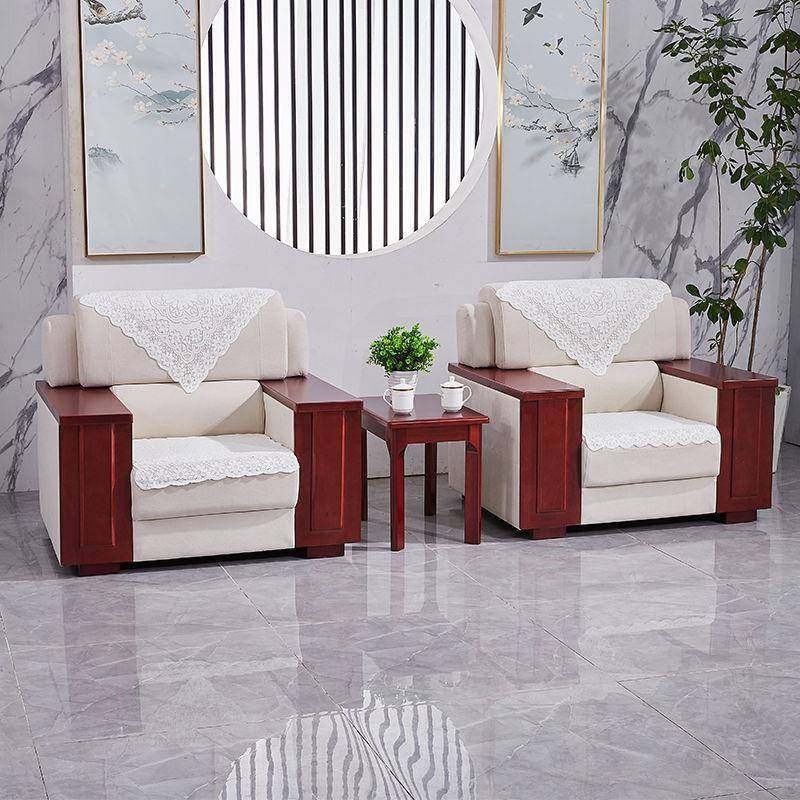 贰公司会议室贵宾接会待领导EFE客人区布艺单位中式沙实木发茶几