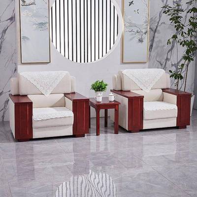 贰公司会议室贵宾接会待领导EFE客人区布艺单位中式沙实木发茶几