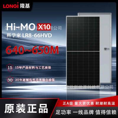 LONGi/隆基，双玻太阳能光伏组件HI-MOX10640-650W科学家光伏板