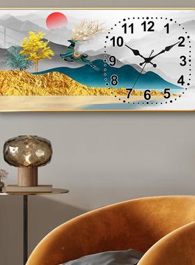 新款LC详询客服显D示万表年历新款挂钟餐厅钟挂画山家水画用客厅